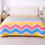 Chevron Cotton Double Bed Cover with multicolour zigzag geometric pattern