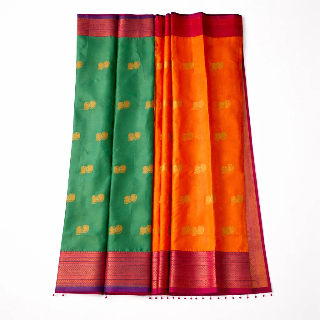 Silk Saree with Contrast Pallu - Image 3