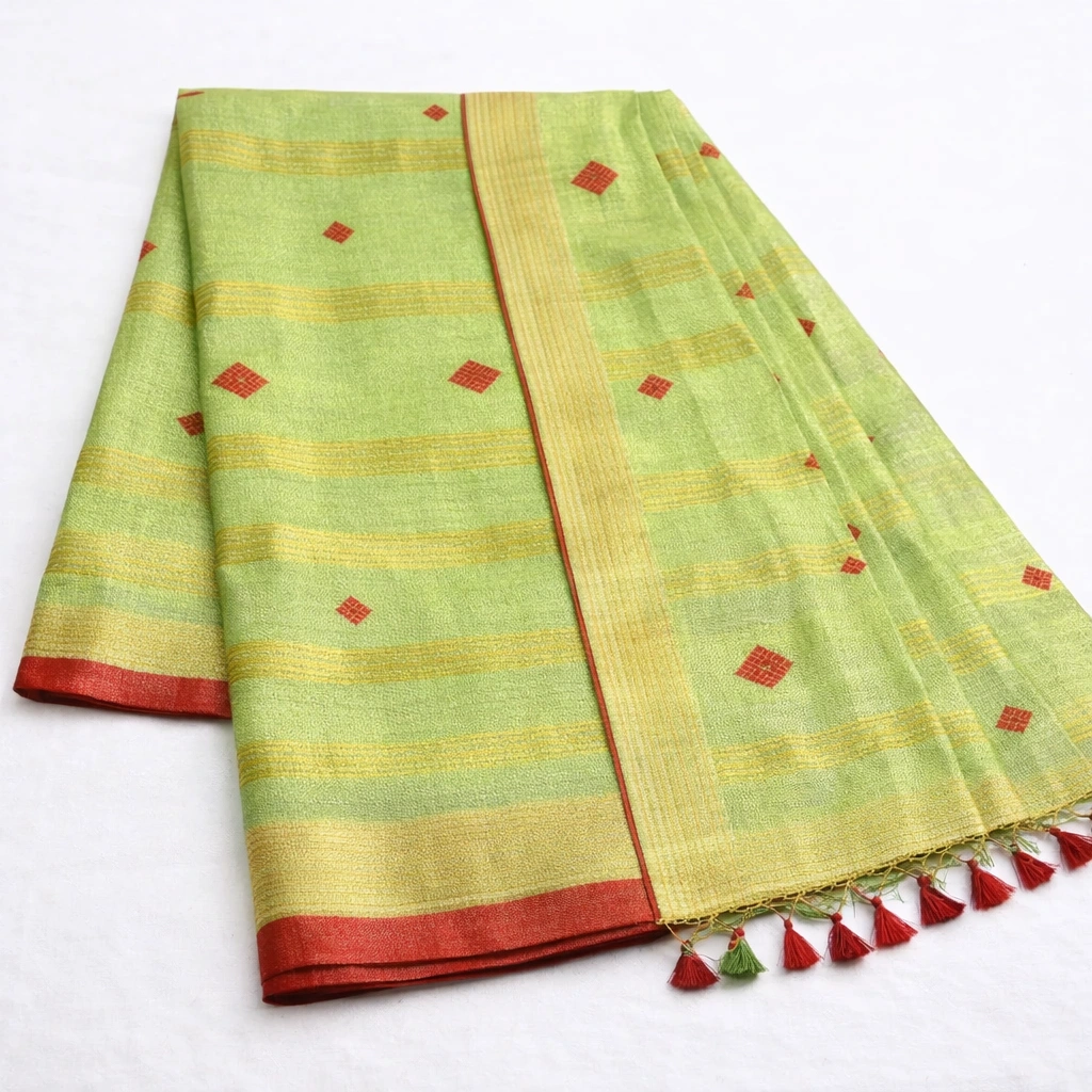Pistachio Green Tissue Saree - Image 3