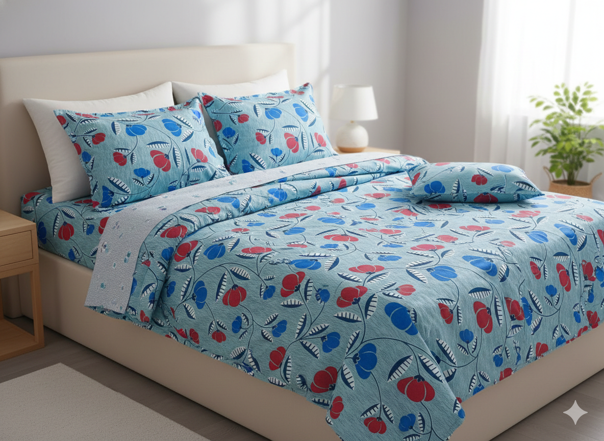 Cotton Floral Double Bedcover - Image 2