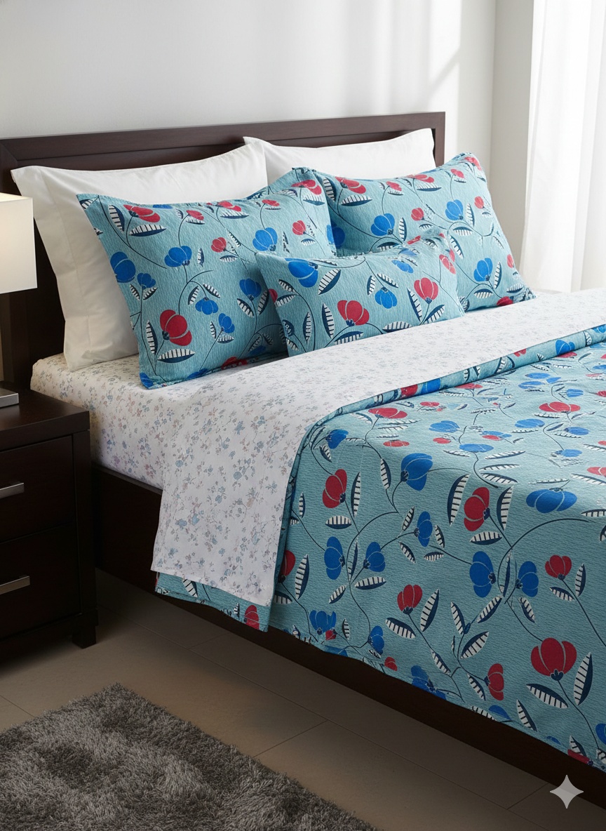 Cotton Floral Double Bedcover - Image 4