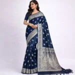 Royal Blue Satin Silk Saree with antique zari pallu and woven traditional motifs