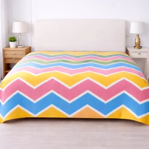 Chevron Cotton Double Bed Cover with multicolour zigzag geometric pattern